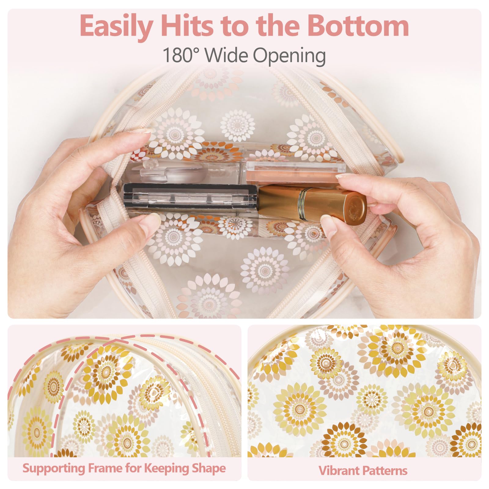 PACKISM Clear Makeup Bag - 1 Medium 1 Shell Bag TSA Approved Toiletry Bag
