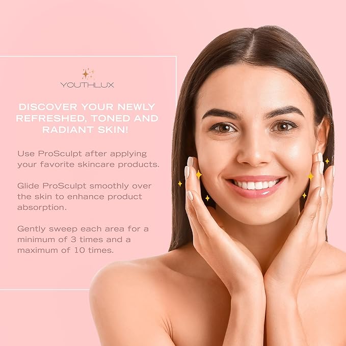 YOUTHLUX ProSculpt Heated Gua Sha Facial Massager – Electric Guasha Tool for Face Sculpting, Relaxation & Skincare | Soothing Vibration Facial Massage Tool with Contoured Design (Rose Gold)