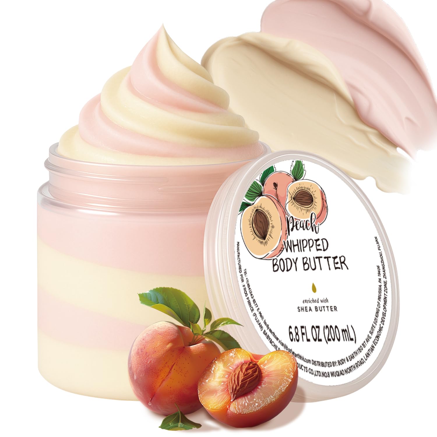Embleaf Peach Whipped Body Butter, Shea Body Butter for Women Dry Skin, Natural Peach Lotion for Body Moisturizer-Deep Moisturizing and Softening-6.8 floz(200ml)