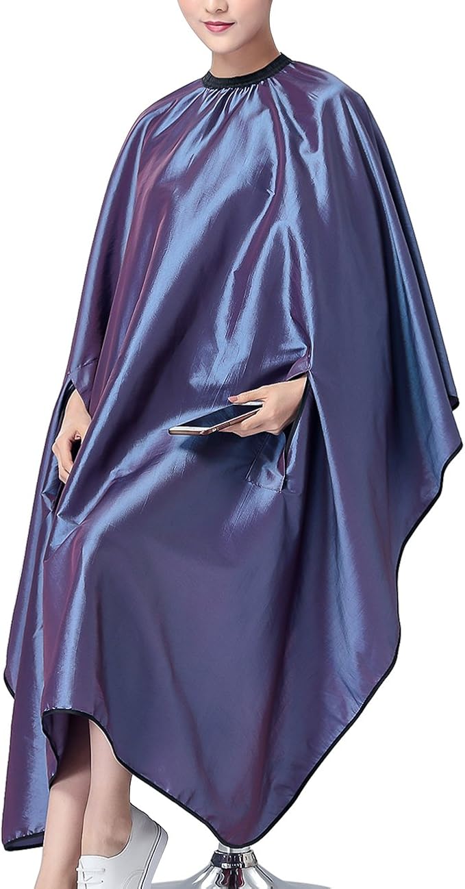 OLizee Hair Cutting Cape with Sleeves, Water-Resistant Salon Barber Cape Gown for Adults, Haircut Hairdressing Apron with Adjustable Neck Closure, 57 x 63 in, (Purple)