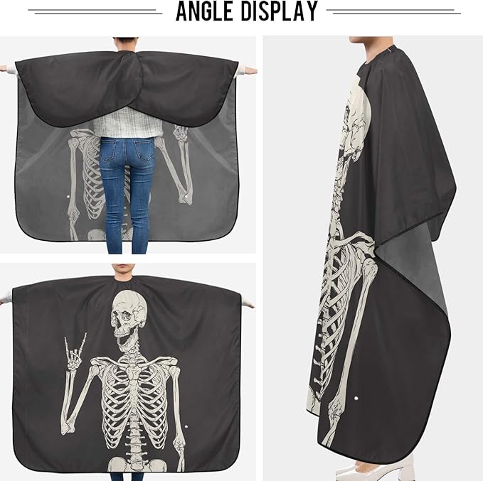 Visesunny Barber Cape - Funny Human Skeleton Polyester Hair Cutting Salon Apron - Anti-Static, Water-Resistant Shaving Cloth