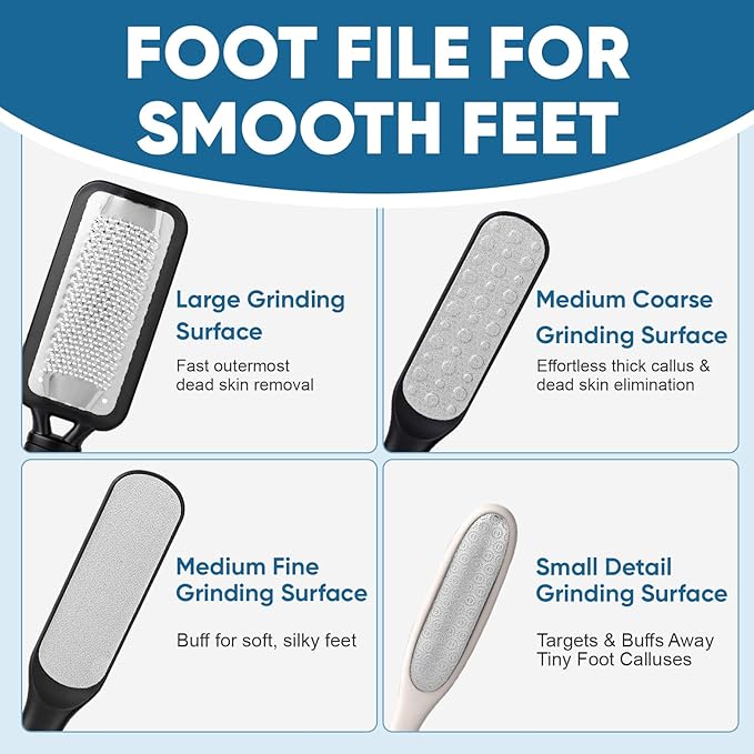 TEAWOO 3 Pack Foot Files Callus Remover, Stainless Steel Foot Rasp and Foot Scrubber, Professional Pedicure Tools for Dead Skin, Hard Skin and Calluses Removal