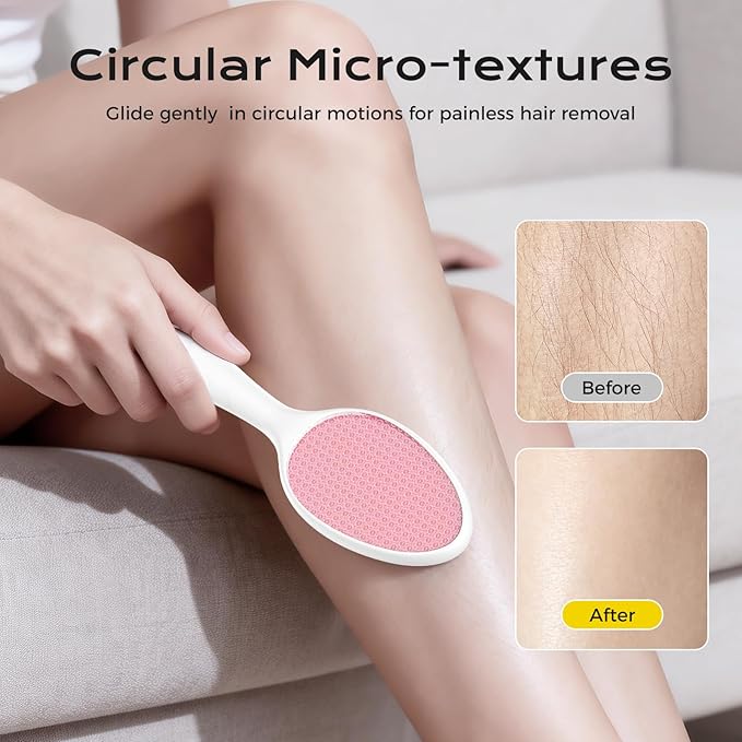 Foot File, Nano Glass Foot File Callus Remover with Handle, 2-in-1 Foot Scrubber Dead Skin Remover, Gentle Exfoliation Foot Buffer Pedicure Tools for Feet-Pink