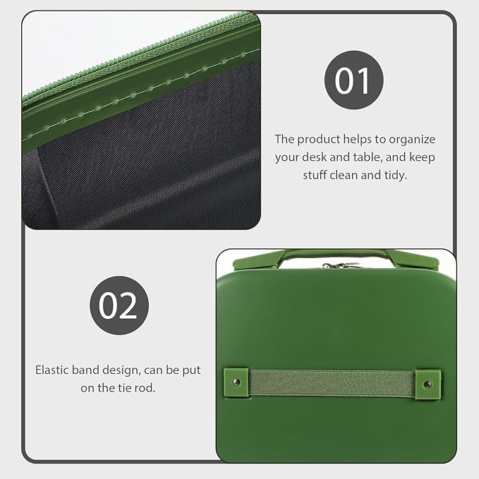 COLLBATH Travel Makeup Case Organizer 14 Inch Lightweight Cosmetic Storage Box with Elastic Band for Skincare and Essentials Portable Makeup Train Case for Home and Office