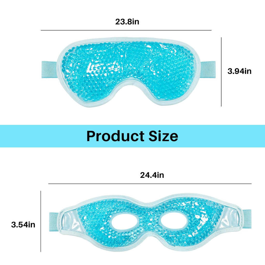 Permotary Cooling Eye Mask with Gel Bead 2 Pack Gel Eye Mask Cold Eye Mask for Relaxtion,Puffy Eyes Reusable Cold & Warm Compress for Puffiness,Dry Eyes,Headaches,Migraines,Stress Relief,Post Surgery
