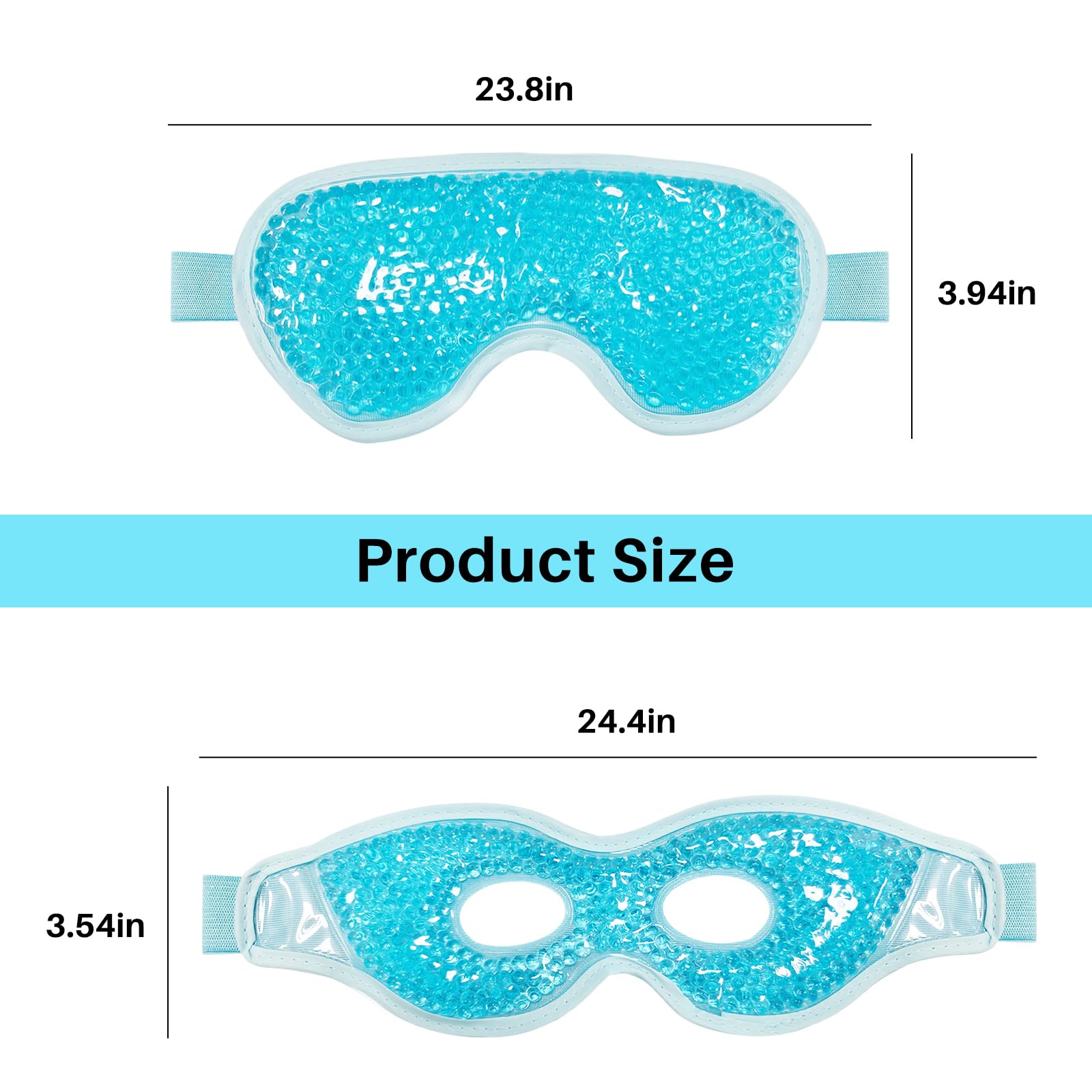 Permotary Cooling Eye Mask with Gel Bead 2 Pack Gel Eye Mask Cold Eye Mask for Relaxtion,Puffy Eyes Reusable Cold & Warm Compress for Puffiness,Dry Eyes,Headaches,Migraines,Stress Relief,Post Surgery
