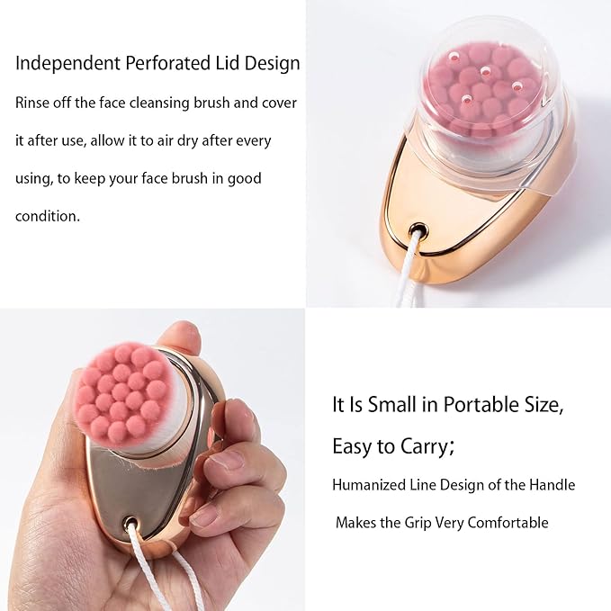 2 PCS Facial Cleansing Brush 2 in 1 for Face Exfoliation, Dual Sided Silicone Face Scrubber Soft Microfiber Face Scrub Brush for Pore Deep Cleansing & Skincare with Lid (Random Gold/Black Gold