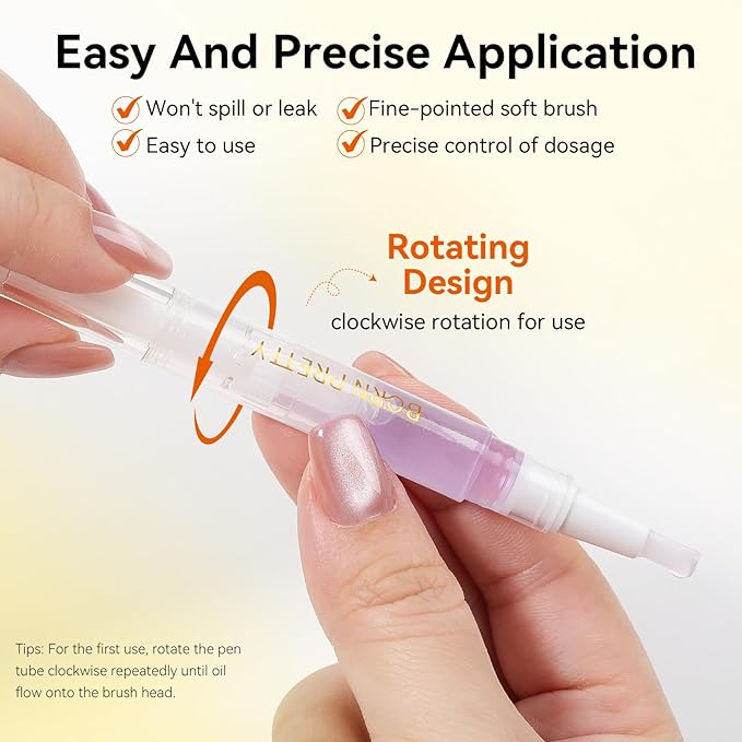 Born Pretty 6Pcs Nail Cuticle Oil Pen,Cuticle Revitalizer Oil Nails Nutrition Oils Repair Nail Care Essential Oils,Nail Art Treatment Softening Pen Tool Nails Moist Nail Strengthener