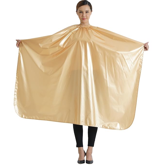 Professional Salon Cape Polyester Haircut Apron Shampoo and Chemical Resistant Haircut Cape,54”x62”,Gold,C012001B-G