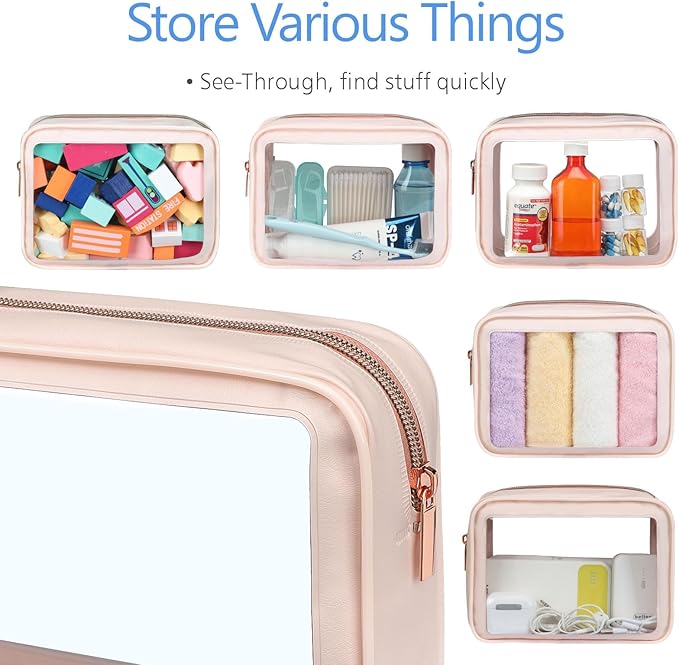 PACKISM Clear Makeup Bag - 1 Medium for Carry-on 1 Large Checked Luggage