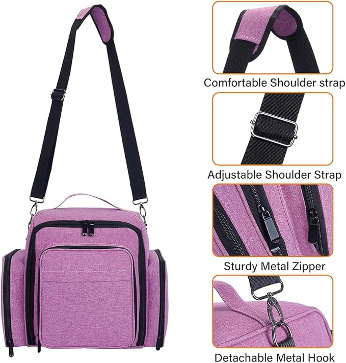 UOZL Nail Polish Organizer Case Hold 60 Bottle with 2 Detachable Bag,Purple