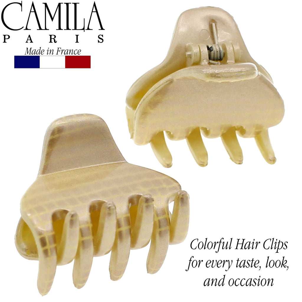 Camila Paris CP3198 French Small Hair Clips for Women, 1" Set of 2 Small Claw Clip Fashion Styling Mini Hair Clip Accessories for Women, Strong Hold No Slip Grip Cute Claw Clips, Made in France