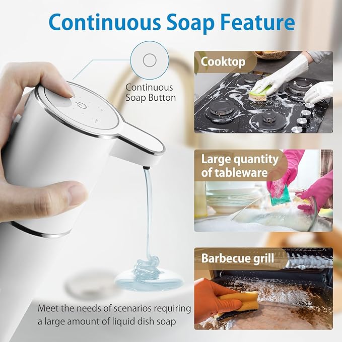 Gotofine Automatic Liquid Soap Dispenser,4-Level Adjustable, Wall Mount,USB Rechargeable,12.8oz/ 380ml,Touchless Hand & Dish Soap Dispenser for Bathroom, Kitchen,Hotel, Restaurant