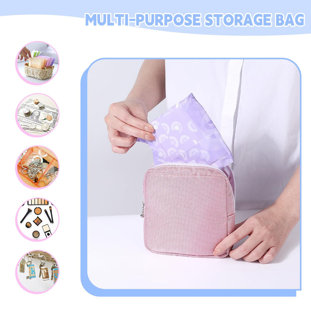 Playexen Period Bag, Sanitary Napkin Storage Bag, Period Pouches Menstrual Pad Tampon Holder for Purse (Glitter-Green)