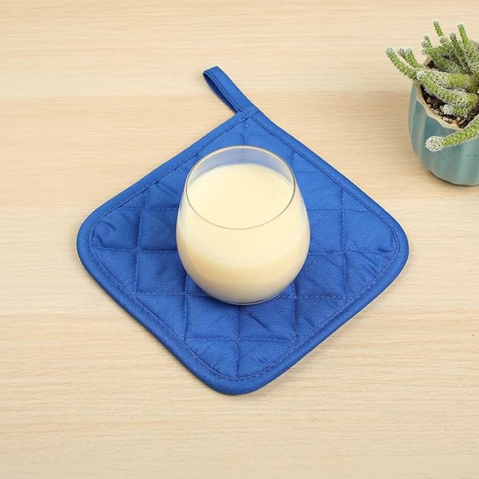 Lifaith 6 Pack Potholders Kitchen Pot Holders Set,Cotton Pot Holders for Kitchen 7 inch hot Pads,Heat Resistant Hot Pads for Cooking and Baking Dark Blue