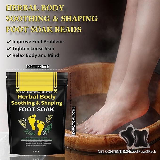 10PCS Herbal Body Detox Foot Soak Beads, Detox & Shaping Cleansing for Men and Women, Daily Rebody Body Detoxingherbs Foot Soak Beads for a Relaxing and Soothing Experience (2 Pack /10 PCS)
