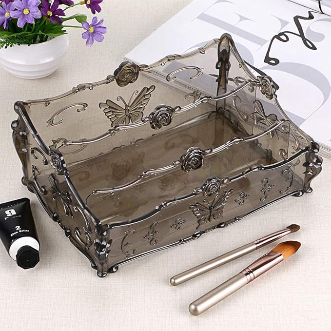 Hipiwe 3 Slots Acrylic Makeup Organizers - Cosmetic Storage Rack Holder, Dresser Vanity Box Desktop Skin Care Products Container for Dresser and Bathroom
