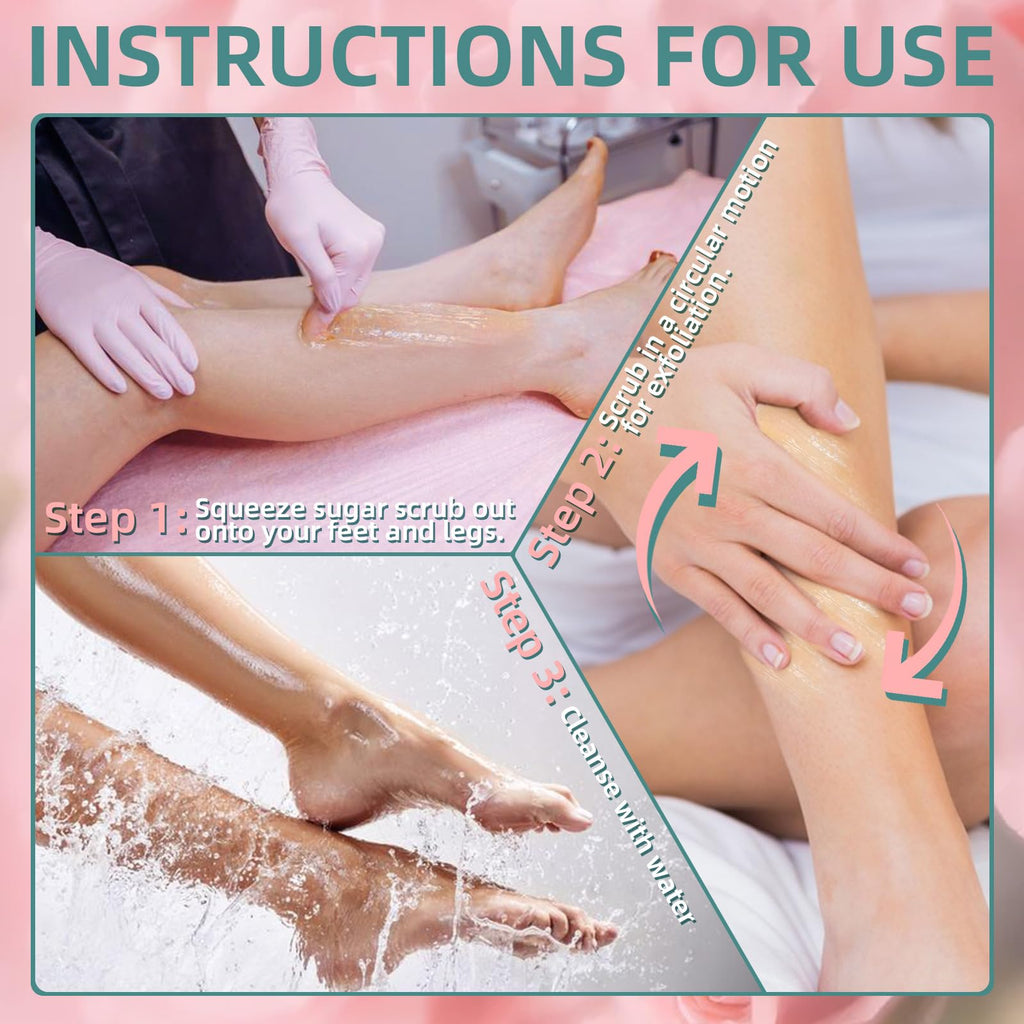 nbc BeautiLab Foot Exfoliating Scrub, Sugar Scrub, Dead Skin Remover for Feet, Individually Packaged Foot Scrub Smooths, Hydrates, Detoxifies Tired and Dry Cracked Feet 16 Packs per Box, Rose