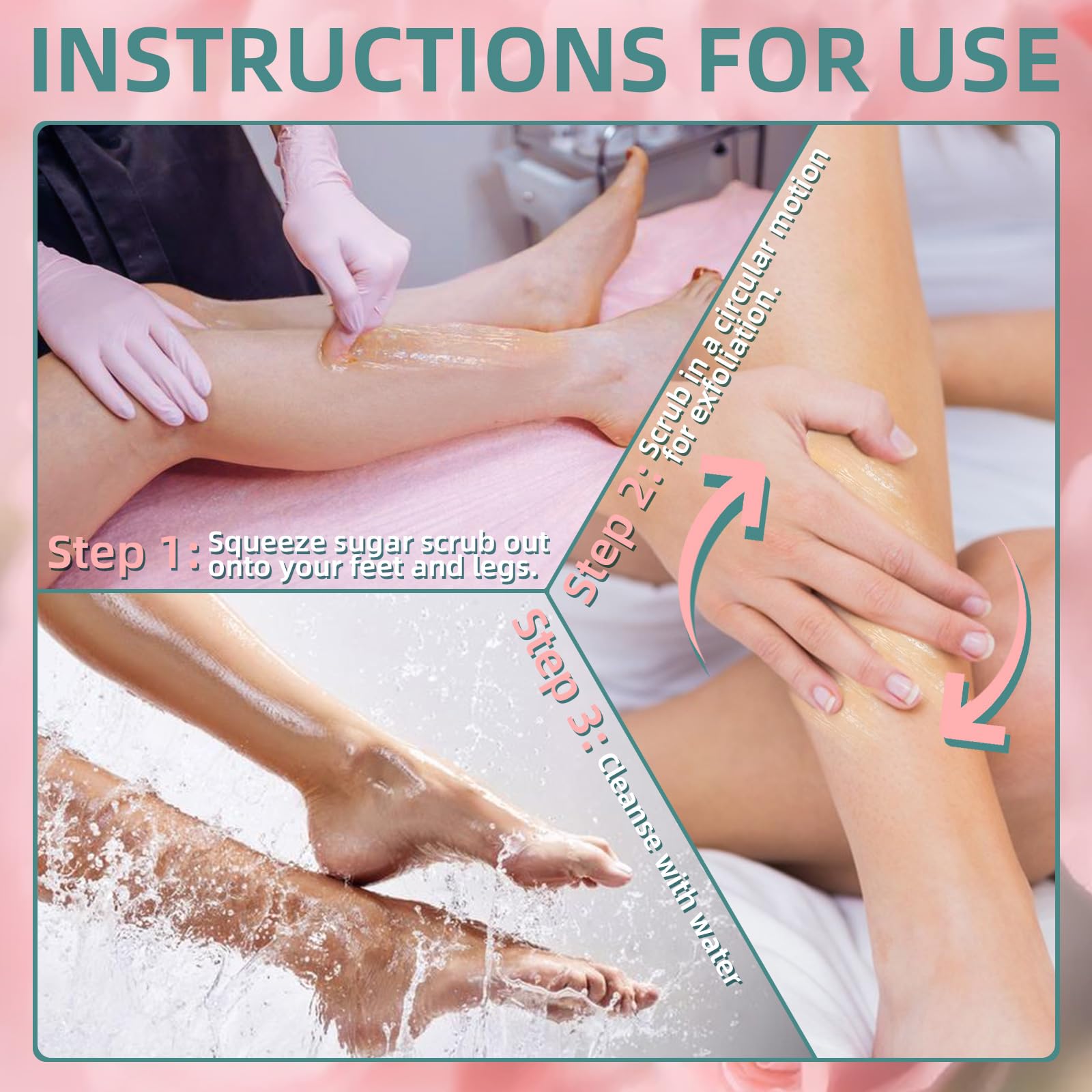 nbc BeautiLab Foot Exfoliating Scrub, Sugar Scrub, Dead Skin Remover for Feet, Individually Packaged Foot Scrub Smooths, Hydrates, Detoxifies Tired and Dry Cracked Feet 16 Packs per Box, Rose