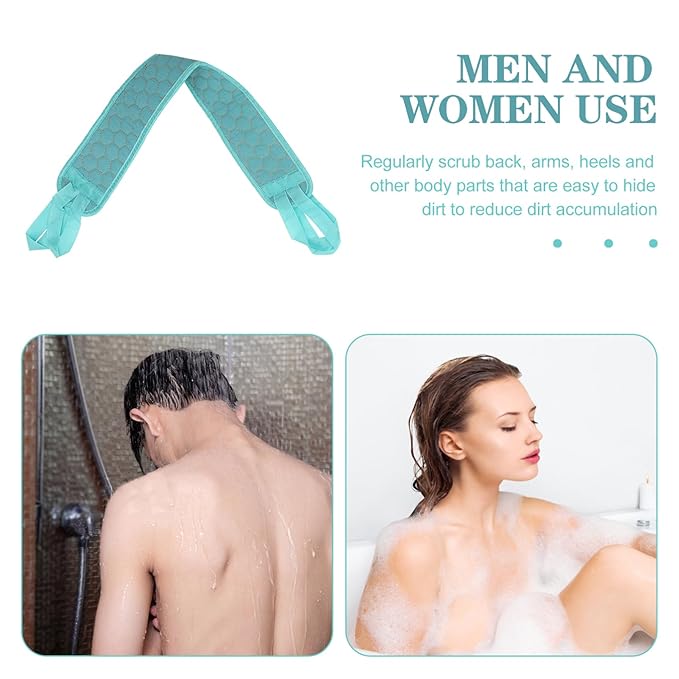 WOONEKY Bath Towel Back Rub Strips Long Straps Exfoliating Washcloth for Shower Bath