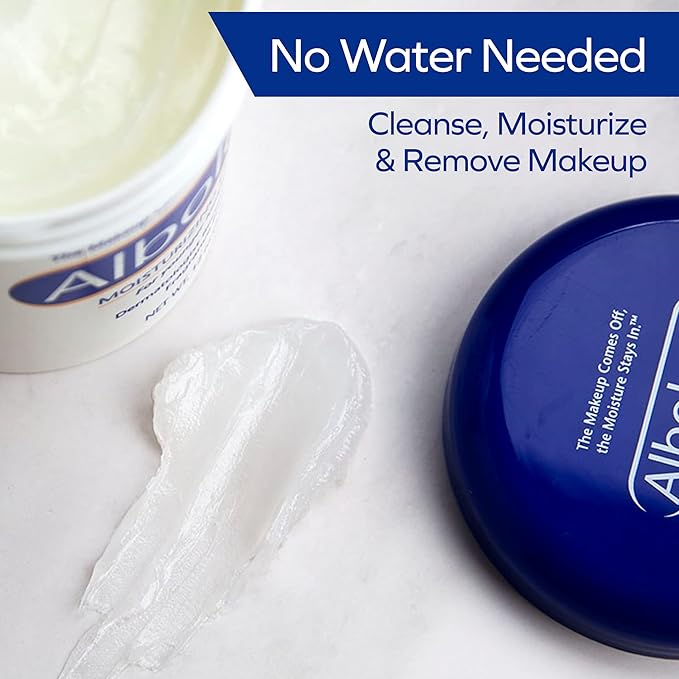 Albolene Moisturizing Cleanser & Makeup Remover - Fragrance-Free Cold Cream Cleanser for Waterproof Makeup & Oil Removal - Hydrating Face Cleanser for Dry, Sensitive, & Mature Skin - 12 oz (2 Pack)