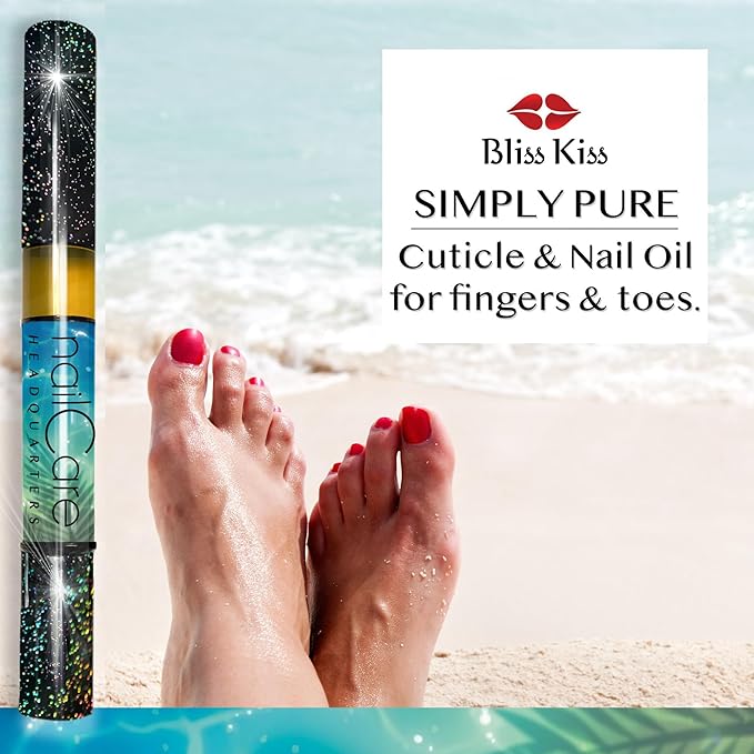 Bliss Kiss Simply Pure Cuticle Oil Pen, Butt Naked Fragrance | Jojoba Nail Growth Oil for Softer Cuticles & Healthier-Looking Nails | Nail Oil Pen for Women | TSA Friendly | Made in USA | 2ml