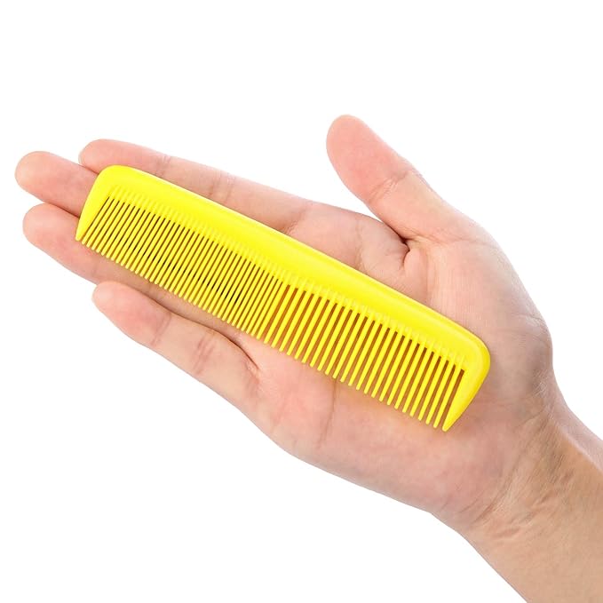 Leinuosen 12 Pieces Hair Combs Set Pocket Plastic Fine Tooth Dressing Comb for Women and Men, Peines Para Cabello(Yellow, Purple, Green, Blue, Red, Pink)