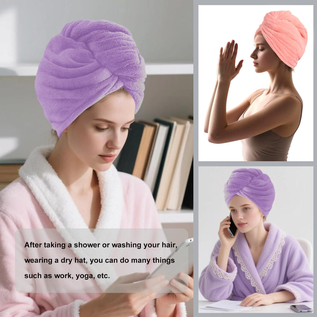 AGKXHDEC Microfiber Hair Drying Towel Wrap,Hair Turbans Towel for Wet Hair