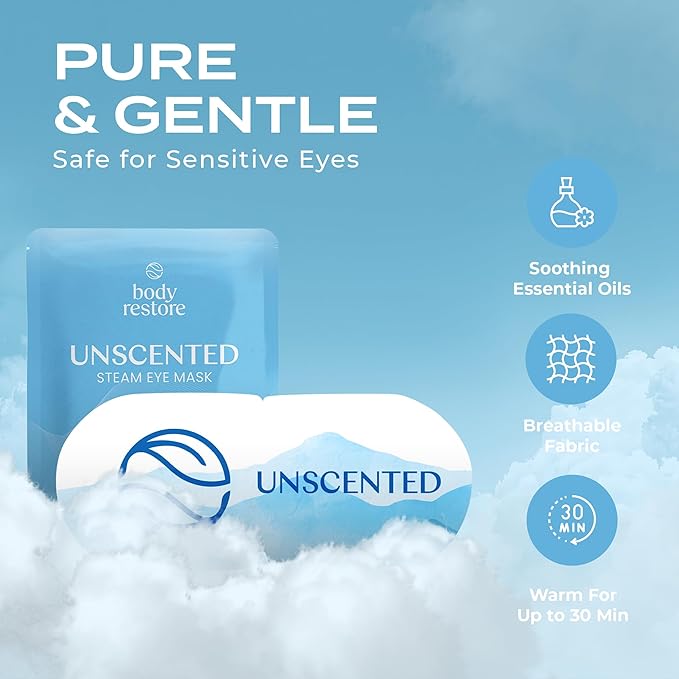 Body Restore Heated Eye Mask for Dry Eyes 5 Pack – Fathers Day Gift for Dad, Self Heating Warm Compress, Birthday Gifts for Women and Men, Relaxation – Unscented
