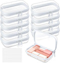 Sanwuta 10 Pcs Hard Zipper Case Clear Hard Pouches Plastic Zipper Pencil Portable Box Toy Storage Bins Plastic Container for Travel Toiletry Office Cosmetic Block Puzzle Organizer (Xs,Clear)