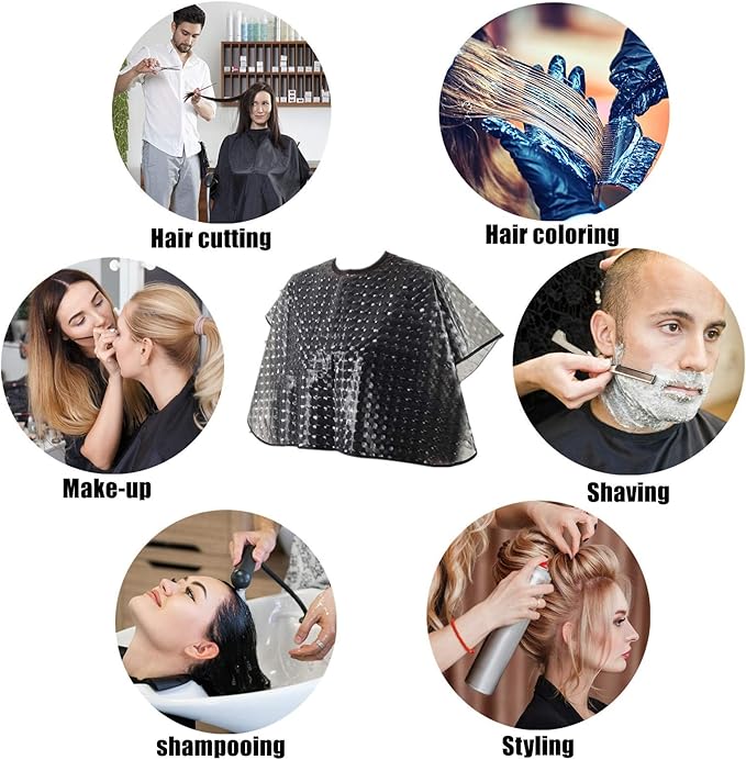 YELEGAI Waterproof unisex-adult Hair Dye Cape,Short Comb-Out Capes for Hair Stylist,Makeup Apron for Hair Color, (2, Black)