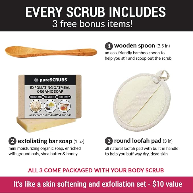 pureSCRUBS Premium Jasmine Body Scrub Set, Exfoliating Dead Sea Salt Scrub