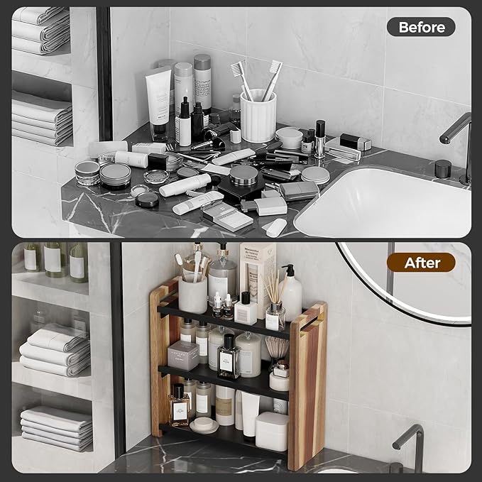 UJQSUN Bathroom Counter Organizer,Bathroom Counter Shelf,Bathroom Organizers,Organizers and Storage,Under Sink Organizer,Cologne Organizer For Men,Cologne Cabinet,Vanity Shelf(Acacia 3 Tier)
