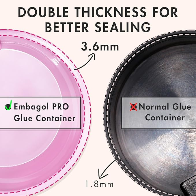 Embagol Eyelash Glue Storage Container Tank - Adhesive Jar Stand Makeup Case Cosmetic Storage Tank - Pink