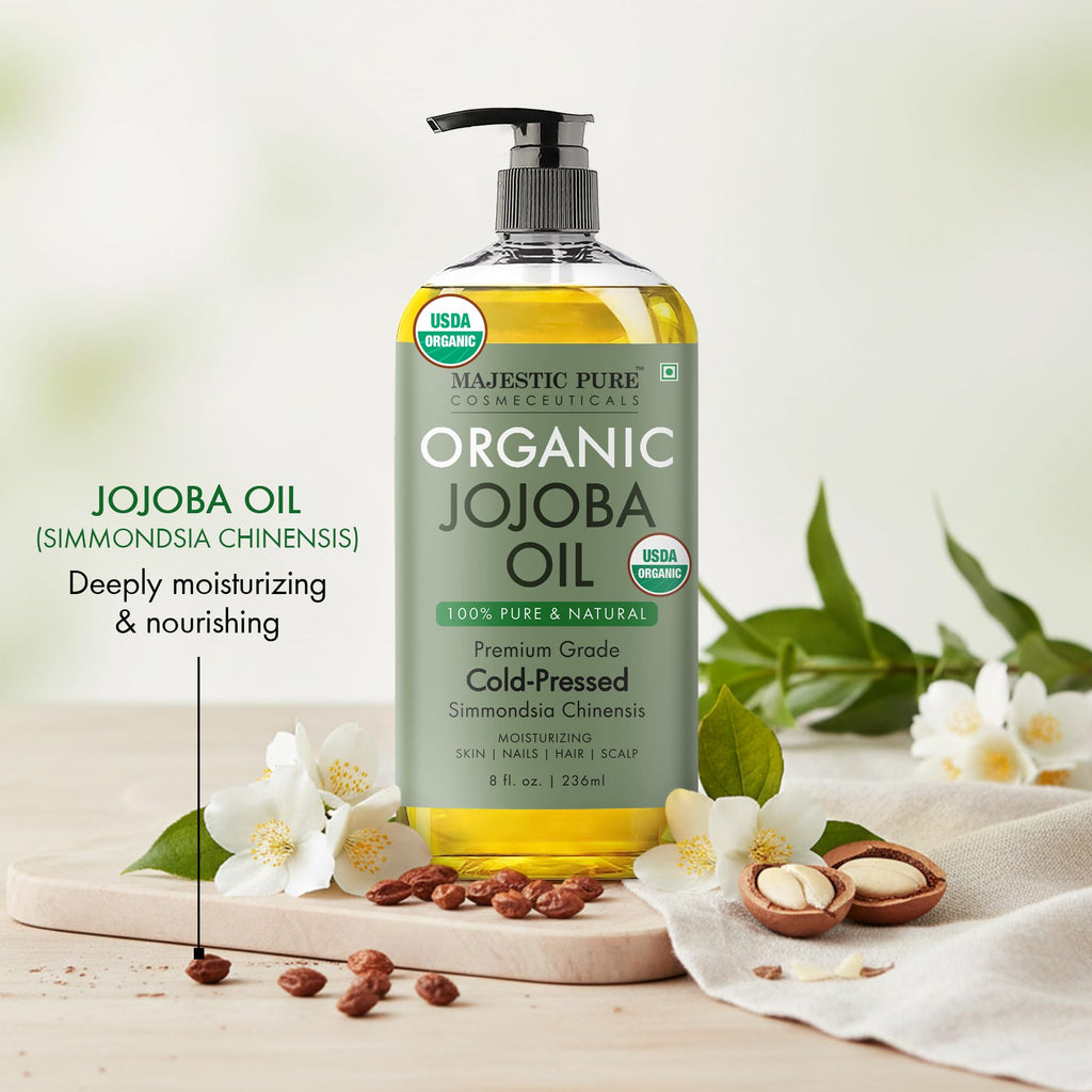 Majestic Pure USDA Organic Jojoba Oil 100% Pure & Natural -8 Fl Oz