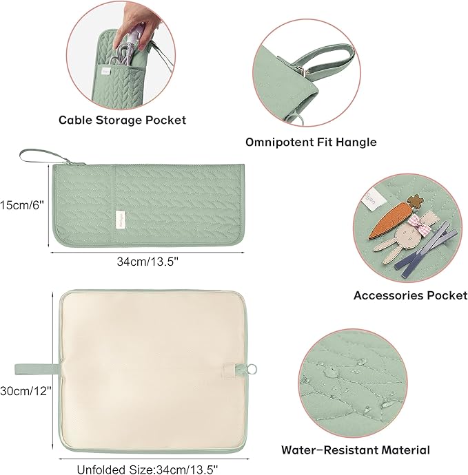 KarSyon Hot Tools Organizer Heat Resistant Mat Case Hair Tools Holder Travel Bag Portable Hair Styling Tools Cover Pouch for Curling Iron,Flat Iron,Hair Straightener (Sage Green)