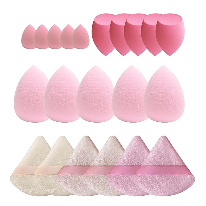 GFOUNS 21 pcs Makeup Sponge Bulk:Makeup Sponges 21 Pcs for Liquid, Cream, and Powder, Multi-colored Pink make up sponges for foundation