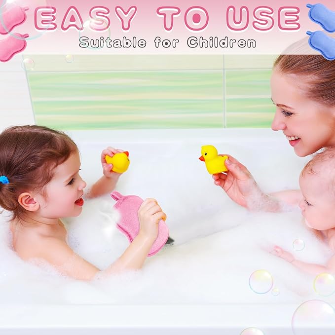 Tatuo 4 Pieces Baby Bath Sponge Toddler Bath Sponge Soft Comfy Cotton Absorbent Loofah for Kids Babies Boy Girl(Pink,Blue)