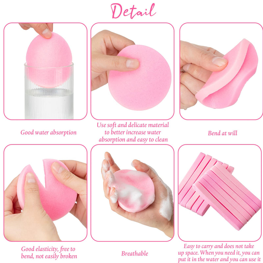 Foaincore 600 Pcs Compressed Facial Sponge Round Facial Sponge for Estheticians Face Sponges for Cleansing Makeup Removal Wash Pads Disposable Sponges for Women Spa Exfoliating (Pink)