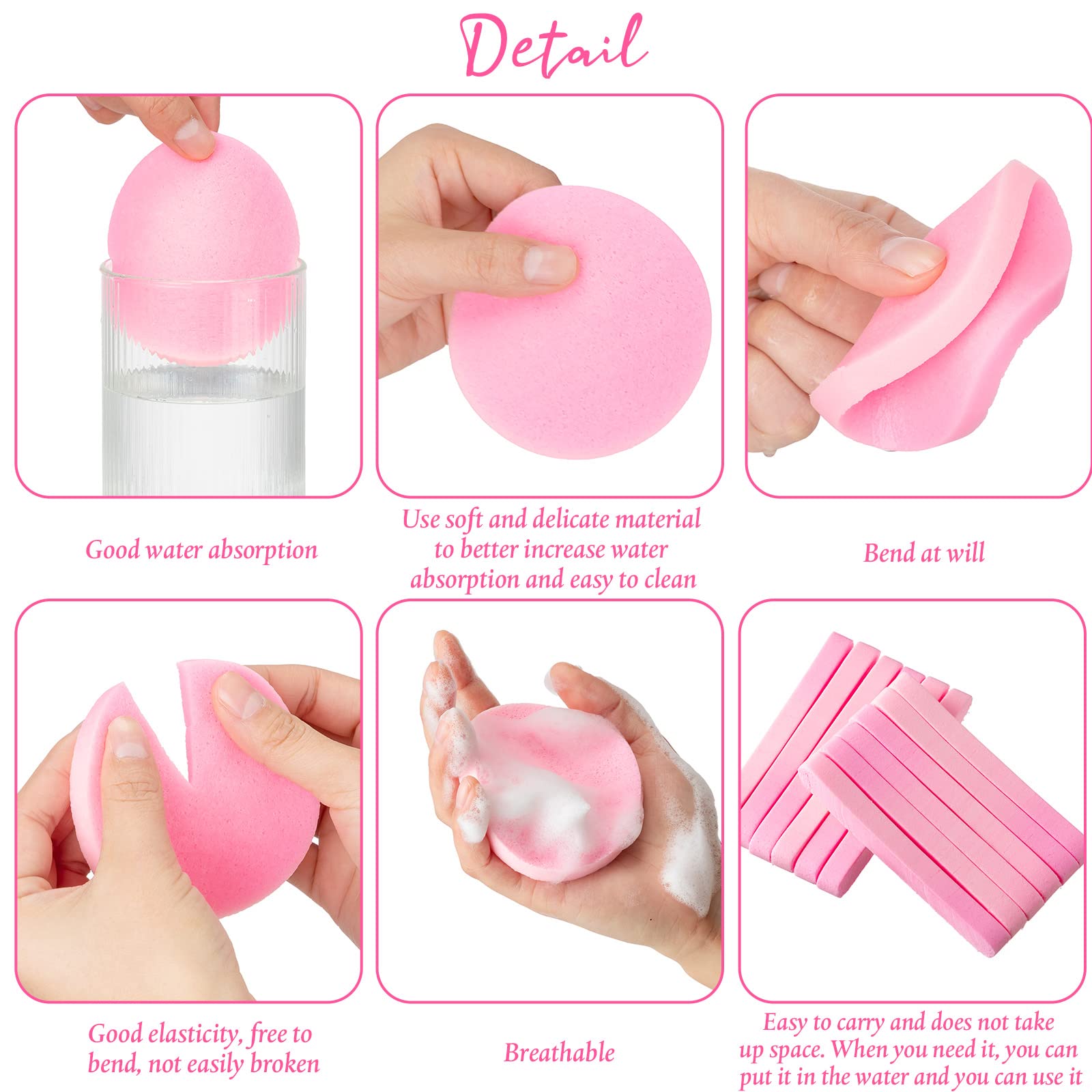 Foaincore 600 Pcs Compressed Facial Sponge Round Facial Sponge for Estheticians Face Sponges for Cleansing Makeup Removal Wash Pads Disposable Sponges for Women Spa Exfoliating (Pink)