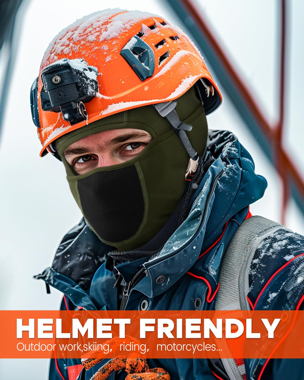 Balaclava Face Ski Mask with Movable Design for Men Women-Fleece Winter Face Covering for Cold Weather Skiing Outdoor Work ArmyGreen