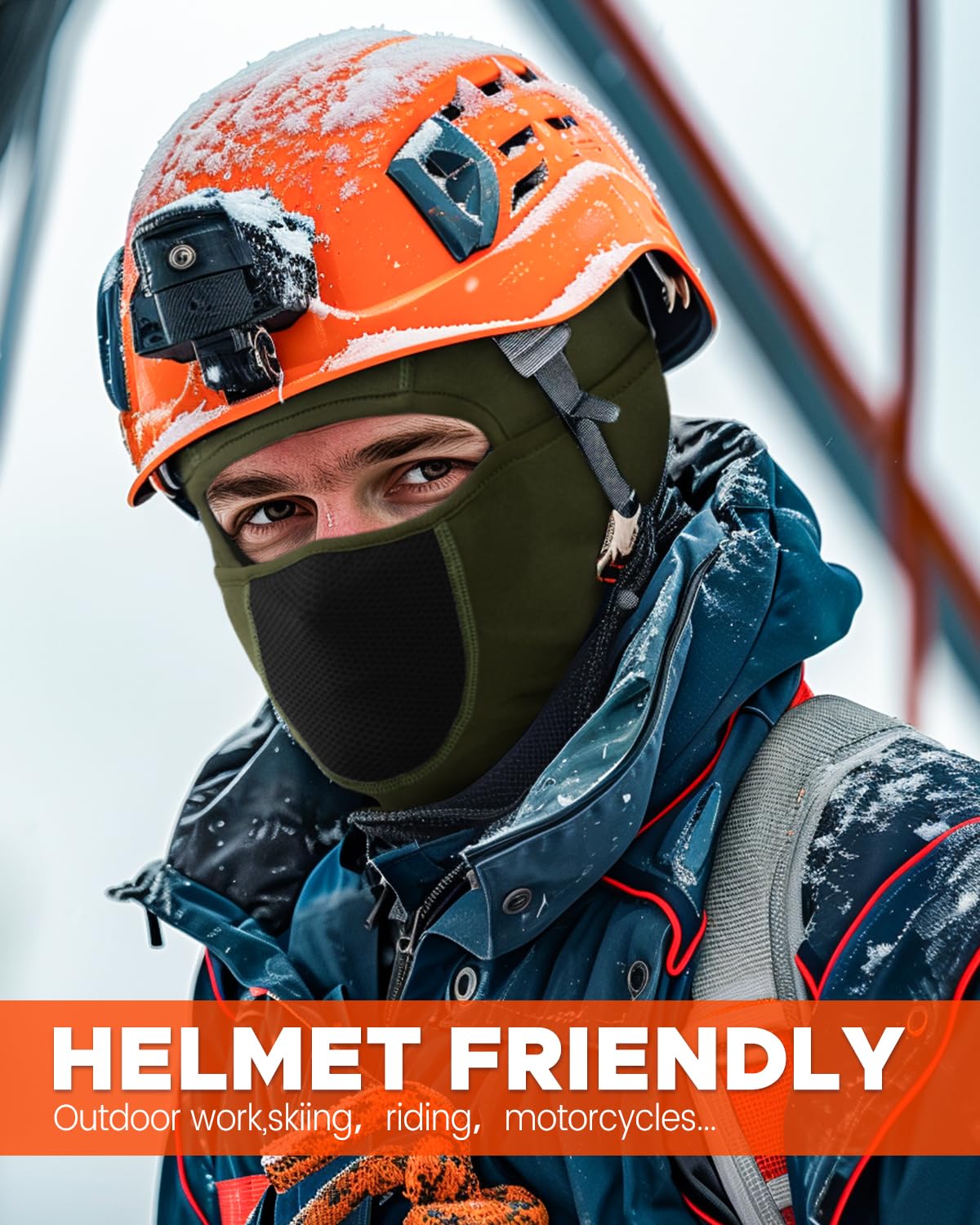 Balaclava Face Ski Mask with Movable Design for Men Women-Fleece Winter Face Covering for Cold Weather Skiing Outdoor Work ArmyGreen