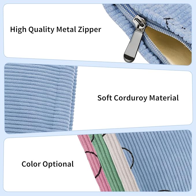 Teircno 2 PCS Corduroy Period Bag for women, Cute Sanitary Napkin Storage Bag Portable Period Pouch with Zipper, Sanitary Pads Bag Tampons Holder for Purse First Period