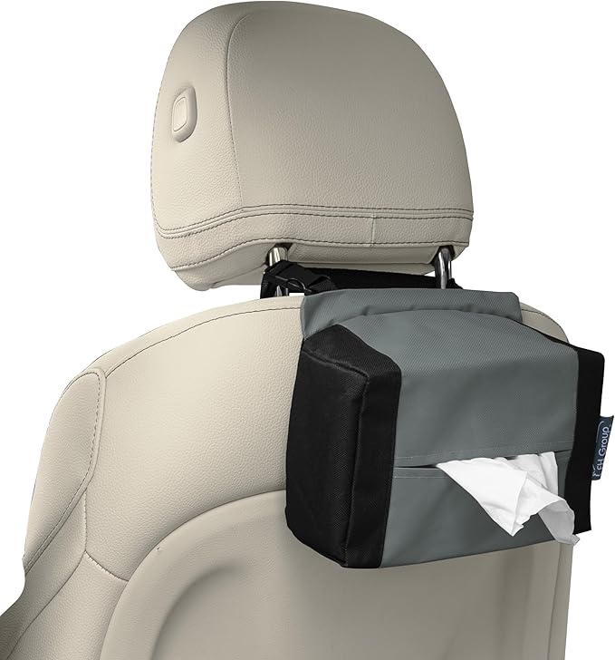 FH Group E-Z Travel Napkin Tissue Dispenser Holder Fits Most Cars, SUVs, Trucks, and Vans Gray