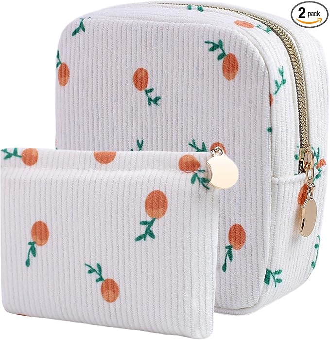 2-Pack Period Bag for Women Girls, Portable Corduroy Sanitary Napkin Storage Bag Period Pouch Small Coin Purse with Zipper, Sanitary Pads Change Pouch Tampons Holder for First Period