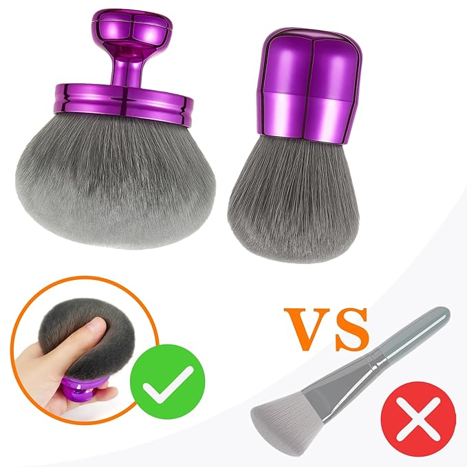 9 9PINE 2-in-1 Oversized Body Brush & Kabuki Makeup Brush Set - Ultra Soft for Self Tanner, Body Foundation, & Facial Makeup - Ergonomic Handle for Women, Travel Pouch & Gift Box (Purple)