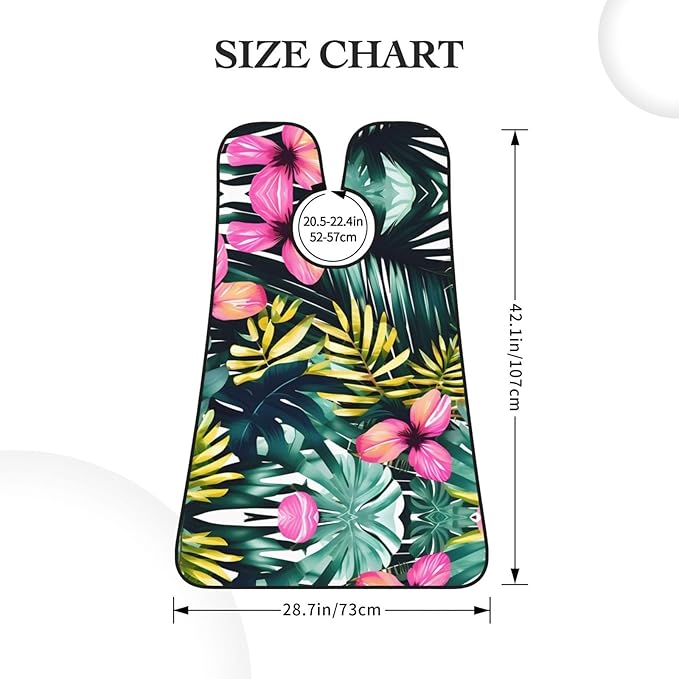 NOUZU Tropical Summer Hawaiian Flower Palm Leaves Print Beard Bib Apron For Men, Beard Hair Catcher For Men Shaving Trimming,Beard Cape Cloth