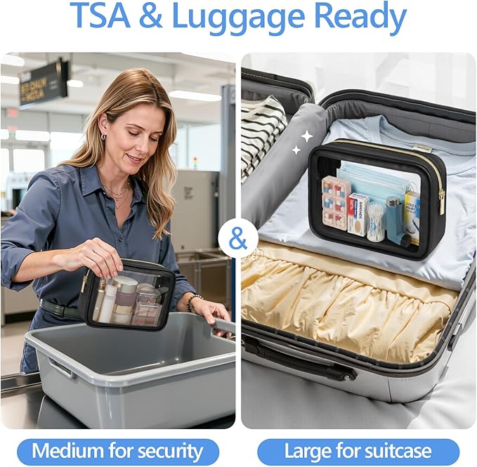 PACKISM Clear Makeup Bag - 1 Medium for Carry-on 1 Large Checked Luggage
