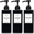 Soap Dispenser, YACEYACE 22oz Set of 3 Empty Hand Soap Dispenser for Kitchen,Black Shampoo and Conditioner Dispenser Set,Refillable Pump Soap Bottles