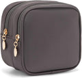 XIAOLER Small Makeup Pouch, Double Zipper Cosmetic Bag, Travel Makeup Bag, Cute Makeup Bag for Purse, Mini Toiletry Bag (Dark Grey)